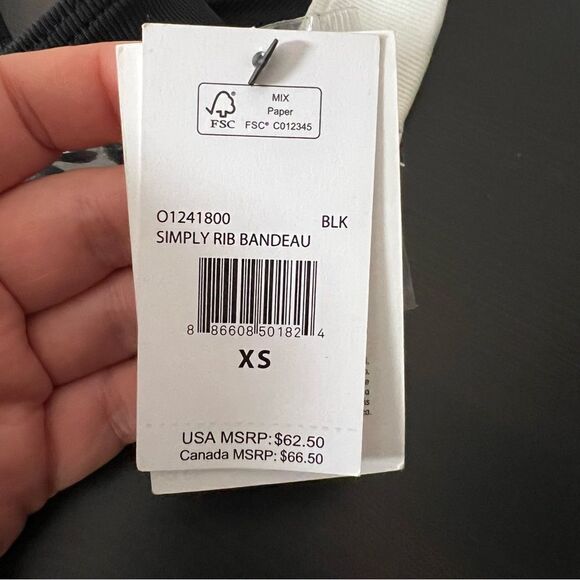 Volcom Bra Top Womens XS Black White Simply Rib Bandeau Bikini Swim - Picture 6 of 7